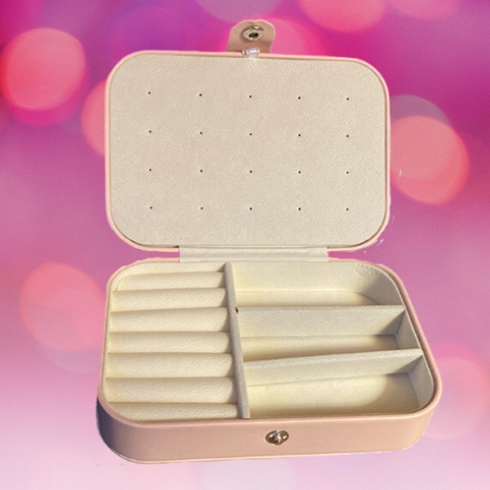 Pink Jewelry Box Double Layer PU Leather Small Organizer BRAND NEW 6" X 4" X 2" - Picture 8 of 10